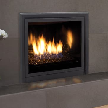 Q2 Gas Fireplace with Modern Surround, Brick Liner, and a High Definition  Log Se - Traditional - Living Room - Vancouver - by Okanagan Home Center